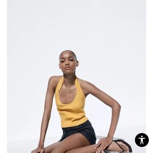 Zara Mustard Halter Neck Tank Top